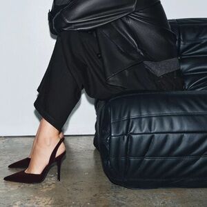 Zara Velvet Burgundy Slingback Heels